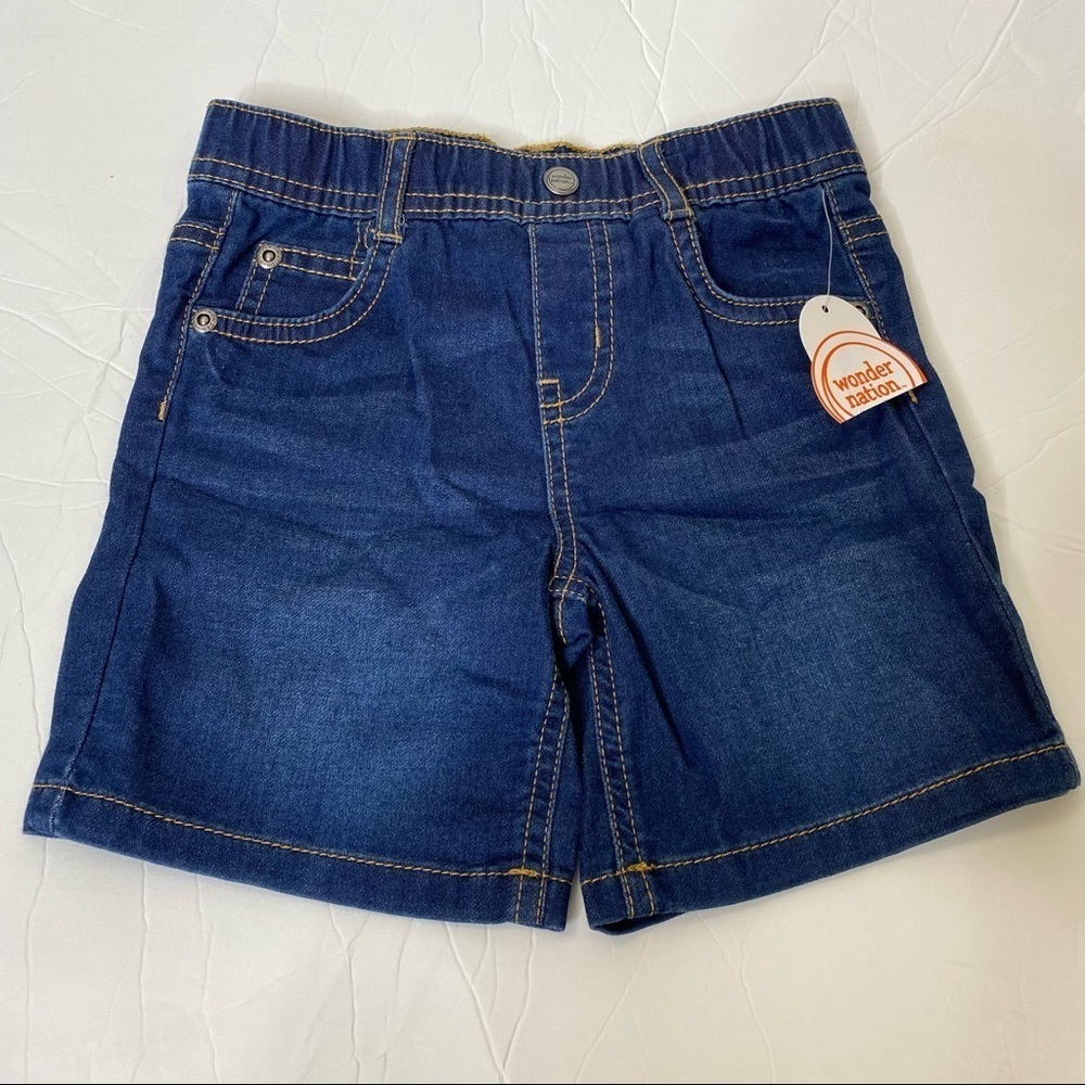 Wonder Nation Boy’s Plaid Button Down & Stretch Denim Short Set 24M - Picture 4 of 11